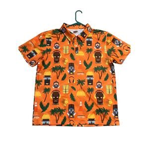 Blazing Eagles Golf Shirt Polo, XL, Mens, Hawaiian, Edgy, Skater, Orange